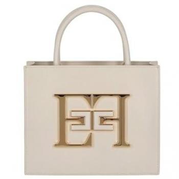 Elisabetta Franchi Women's Chic Small Handbag with Logo in Écru and Beige