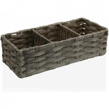 Cesta Versa Gris 3 Compartimentos Polietileno (15,2 x 10,2 x 35,6 cm)