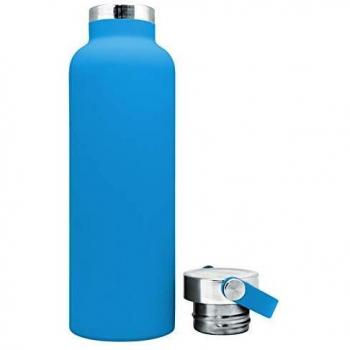 Nerthus FIH 764 Botella Termo Tapón Asa Doble Pared para frios y Calientes Color Azul de Acero Inoxidable 750 ml, Libre de BPA, 18/8