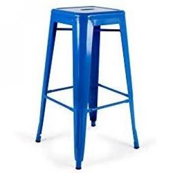Taburete de bar Oviala de metal brillante azul