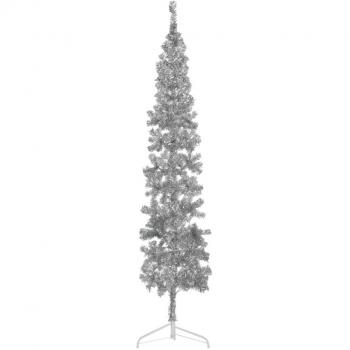 vidaXL Slim Artificial Half Christmas Tree with Stand Silver 210 cm