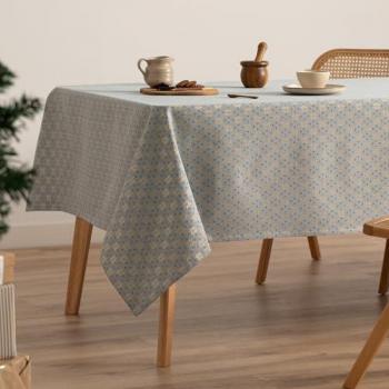 Mantel Jacquard Navidad Algodón Rectangular 140x240 cm Diseño Copos de Nieve Azul y Oro