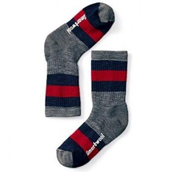 SmartWool Niños Kids 'Striped Hike M Crew Socks, Medium Gray, S