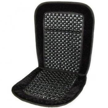 Deluxe Wooden Beaded Bead Black Massaging Seat Cover / Protector Car Van Truck
