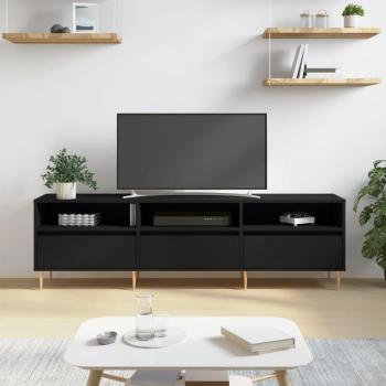 Mueble de TV madera contrachapada 150x30x44,5 cm negro
