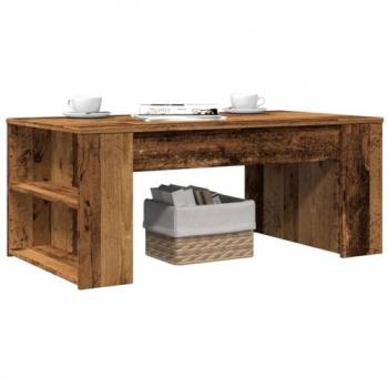 Mesa de centro de madera ingeniería envejecida 102x55x42 cm, mesita decorativa y auxiliar