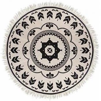 Alfombra Nomade Redonda de Algodón Negro y Blanco - D 120 cm