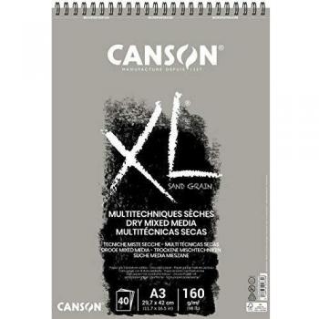 Canson XL Touch Arenoso 160g Álbum Espiral A3 40H Gris