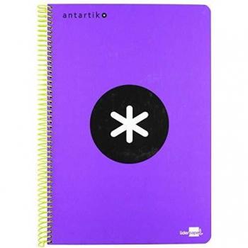 BLOC ESPIRAL LIDERPAPEL FOLIO ANTARTIK TAPA EXTRADURA 80 H 100G HORIZONTAL CON MARGEN COLOR VIOLETA