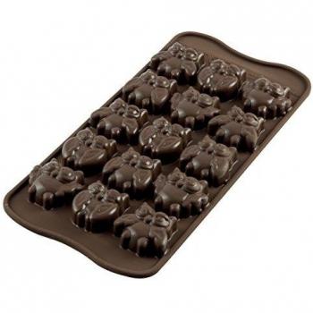 Molde de Silicona para Bombones en Forma de Búhos - Silikomart 15 Cavidades