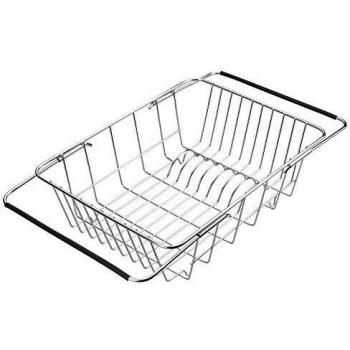 Qiwode Escurreplatos Extensible para escurreplatos, cestas de Secado de Platos para ollas, Cuencos y Utensilios de Cocina, Acero Inoxidable