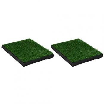 vidaXL 2x Inodoro Perros Bandeja Sanitaria Mascota Alfombra Entrenamiento Baño Perro Gato Césped Artificial Rejilla Extraíble Lavable Verde 63x50x7 cm