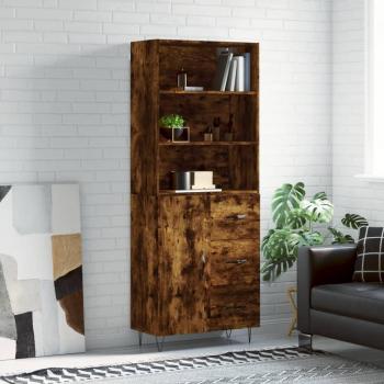 Aparador alto de madera contrachapada en roble ahumado 69,5x34x180 cm