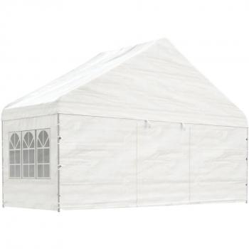 Cenador con techo polietileno blanco 5.88 x 2.23 x 3.75 metros vidaXL