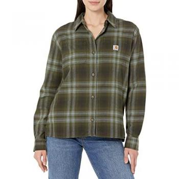Camisa de Franela de Manga Larga Carhartt Midweight para Dama - Color Verde - Talla XL