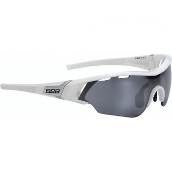 BBB Summit BSG-50 Gafas Deportivas Ciclismo con Lentes Intercambiables, Unisex Adulto, Blanco Mate/Cristal Espejo, Talla Única