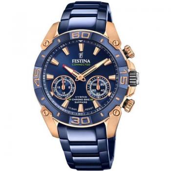 Festina Chrono Bike Connected Special Edition 2021 F20549/1 Reloj para Hombre Analógico con Correa de Goma y Esfera Azul Hybrid