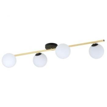 Lámpara de Techo Splendi EPIKASA, Acero con recubrimiento de polvo y Vidrio, Color Negro, Oro y Blanco, 100x20x29 cm