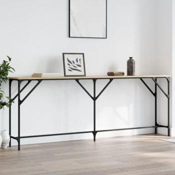 Mesa Consola Premium de Madera de Ingeniería Roble Sonoma 200x29x75 cm con Piedes Ajustables