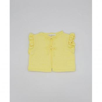 Chaleco amarillo de niña de algodón con volante y lazada