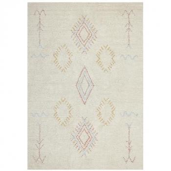 Alfombra de Algodón Beige 160 x 230 cm Patrón Geométrico Hecha a Mano