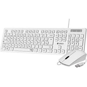 Teclado Delgado Y RATÓN Combo Business Slim SILENCIOSO con Cable USB Blanco