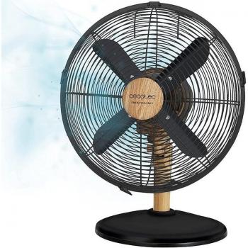 Cecotec EnergySilence 600 WoodDesk Ventilador de Sobremesa con Oscilación, Altura Ajustable y Máxima Seguridad