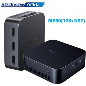 Blackview MP80 Mini PC Intel 12º N97 (hasta 3,6 GHz) 16GB LPDDR5 512GB M.2 SSD Windows 11 Pro Dual LAN 3 HDMI 2.4/5G Wi