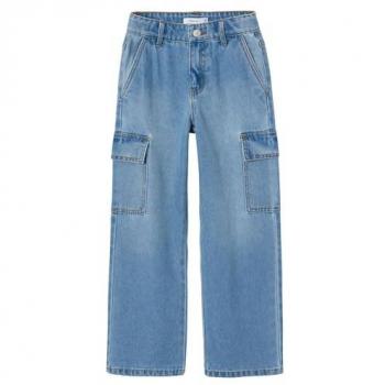 Name It Rose High-Waisted Wide Cargo Jeans 6190-BS Light Blue Denim for Girls