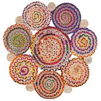 Vidal Regalos Alfombra Redonda Multicolor 90 cm 70% Algodón 30% Yute