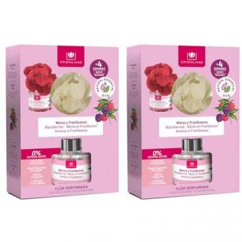 Pack 2 Ambientador Flor Perfumada Cristalinas 2x40ML - Larga Duración 4 Semanas - 0% Alcohol - Variedad de Aromas: Moras y Frambuesas, Azahar y Mand