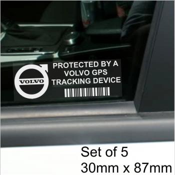 Lote de 5 pegatinas de ventana Volvo GPS, seguridad, 87 x 30 mm, S40,C30,V70,V40,XC60