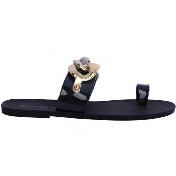 Chanclas de mujer con tiras Liana negro - Sandalias cómodas para el verano