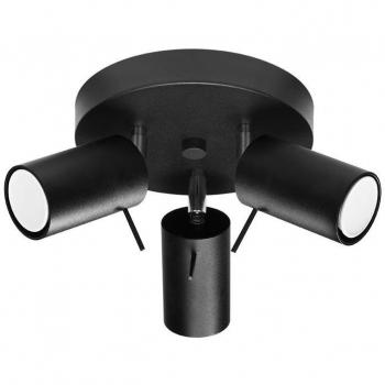 Aplique de techo LEDBOX RING 3P negro con tecnología GU10 para iluminación interior