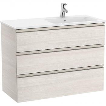 Mueble de baño Roca The Gap con 3 cajones y lavabo a la derecha, color Fresno nórdico