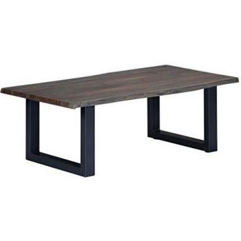 SengentoStyle Salontafel 115x60x40 cm massief acaciahout en ijzer grijs