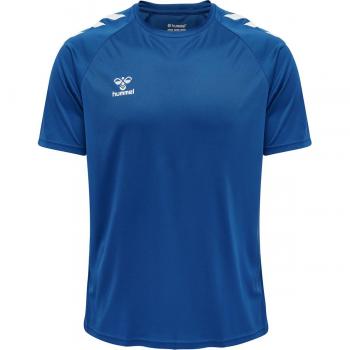 Camiseta Hummel Core Poly T-shirt Azul S Hombre, 100% poliéster, diseño deportivo, manga corta, transpirable, ligero, ideal para entrenamiento y uso diario