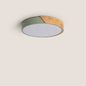Plafón LED Circular 18W de Madera Ø320 mm con Temperatura de Color Seleccionable Semi-Dari