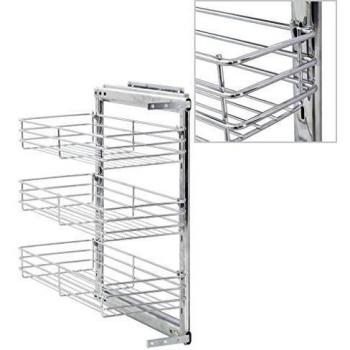 draadmanden uittrekbaar - vidaXL 3-Tier Pull-out Kitchen Wire Basket Silver 18.5x9.8x22 - 47 x 25 x 56 cm - Zilver