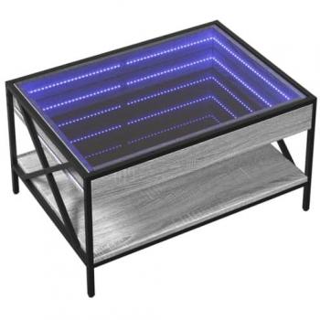 Mesa de centro con Infinity LED gris Sonoma 70x50x38 cm