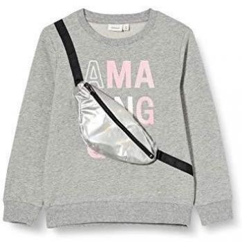 NAME IT Nmffaboom Light Sweat UNB Sudadera, Melange Gris, 104 para Niñas