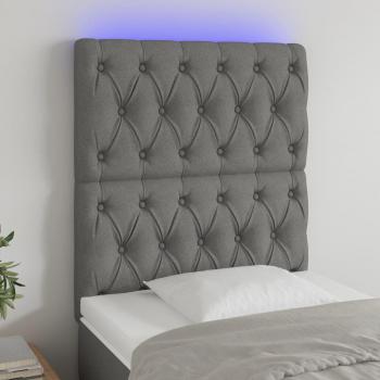 Cabecero LED Tela Gris Oscuro 80x7x111/128 cm con luces LED