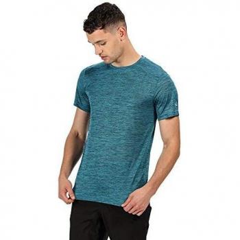 Regatta Fingal V-Camiseta Estampada para Deportes Activos, De Secado Rápido Y Manga Corta T-Shirts/Polos/Vests, Hombre, Olympic Teal Marl, XXL