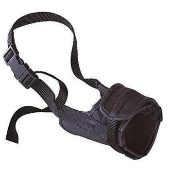 Ferplast Bozal para Perros Safe Large Antimordida, Nailon Robusto, Parte Anterior Abierta, Suave Acolchado, Ajuste Mediante Velcro, A: de 48 a 80 cm - B: de 20 a 30 cm - C: 14 cm Negro