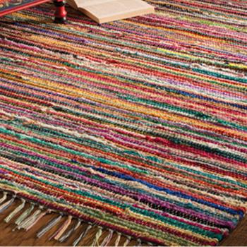 Alfombra de trapo hecha a mano, 100% algodón reciclado en telar indio, varios colores, comercio justo, tela, multicolor, 50 x 80cm