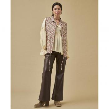 NKN Nekane - Pantalón de campana de mujer marrón con cremallera