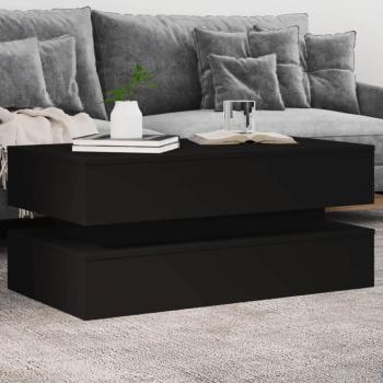 vidaXL Coffee Table with LED Lights Black 90x50x40 cm