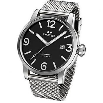 TW Steel Maverick Men's Automatic Watch with Black Dial Analogue Display and Grey Stainless Steel Bracelet MB16