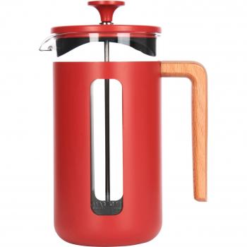 Pisa Glass Cafetiere with Stainless Steel Frame - Red / 14.5cm