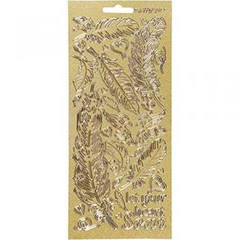 Autocollantes Dorados de Plumas - 1 Pieza - Mixte - Adulto